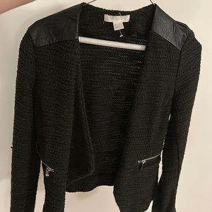 H & m tweed blazer with leather shoulder detail